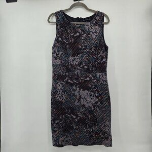 Antonio Melani - Floral Brocade Bodycon Sleeveless Dress - 12 Black/White/Blue